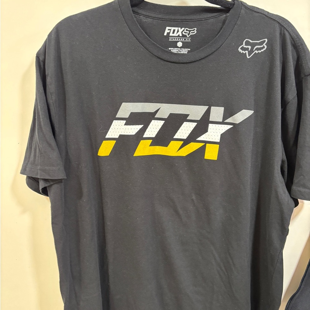 Fox Black Tee with Gray and Yellow Logo